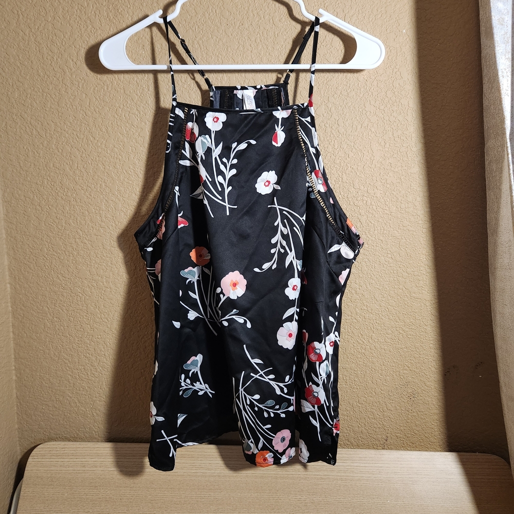 Floral Black Sleeveless Top